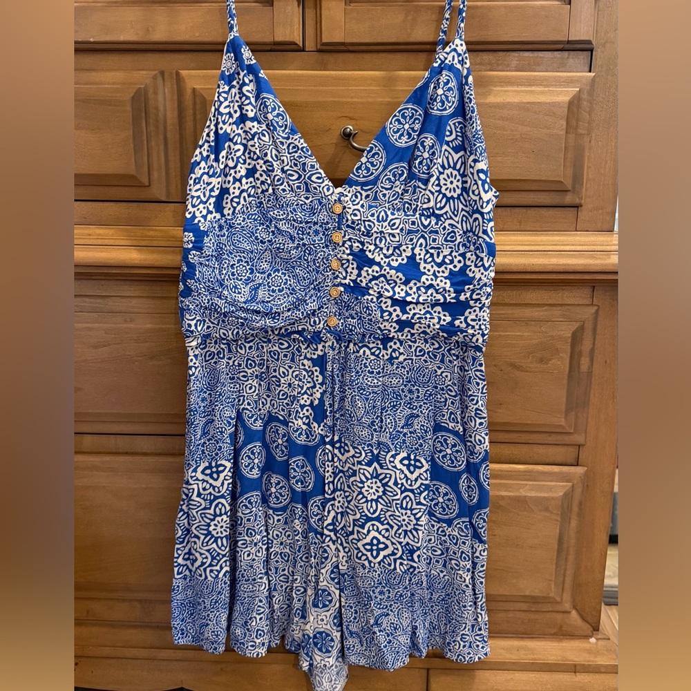 Zara Blue and White Womens Romper